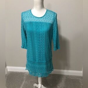 Anthropologie 1960’s vibe Everly Teal Green Lace Dress
